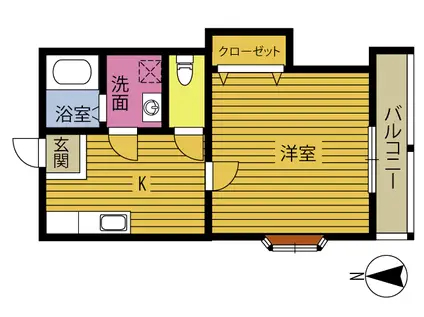 オーシャンヒルI(1DK/1階)の間取り写真