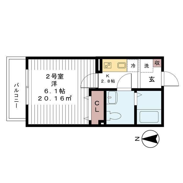 AJ六町(1K/3階)の間取り写真