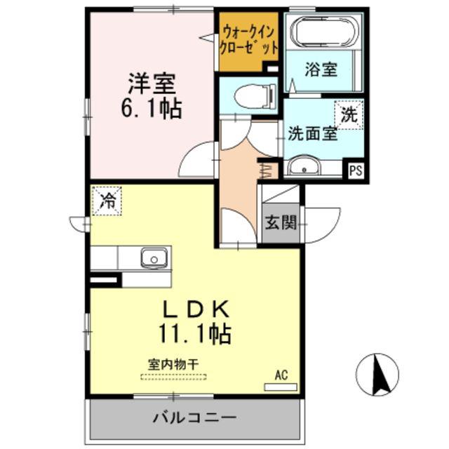 ソレアードS(1LDK/1階)の間取り写真