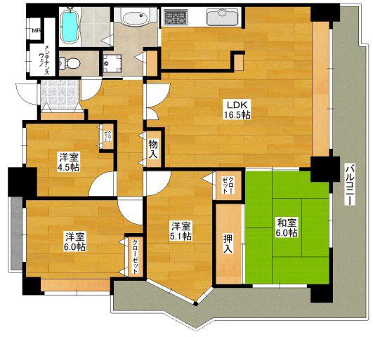 北千里パークスクエア(4LDK/8階)の間取り写真