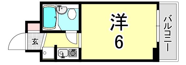 フリックコート三宮フロント(1K/4階)の間取り写真