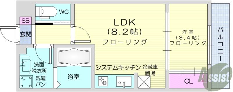 春ひなたのルミーナ(1LDK/2階)の間取り写真