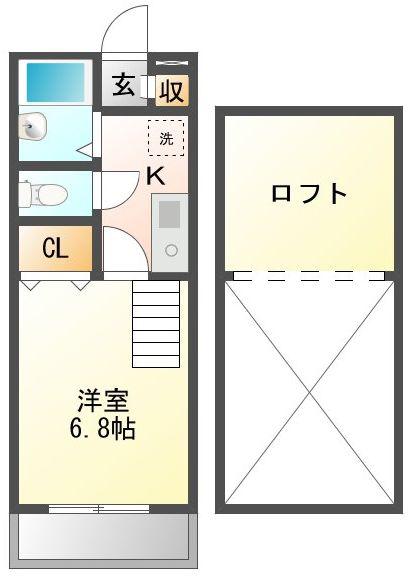 コア・フォーレストタウンII(1K/1階)の間取り写真