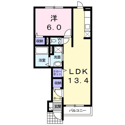 メープル QS(1LDK/1階)の間取り写真