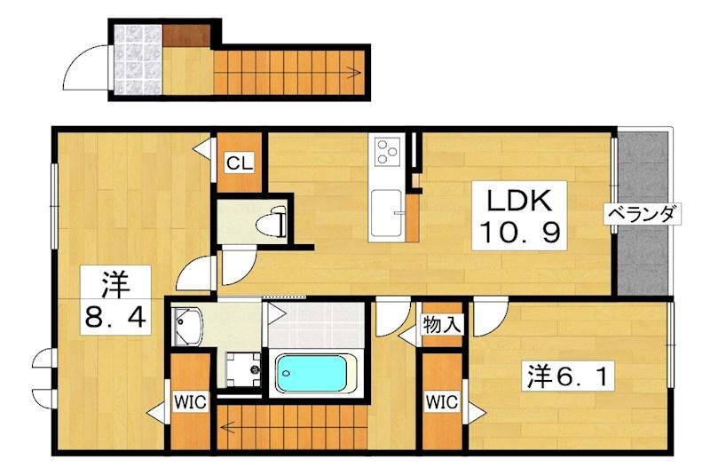 クラ―ル倉治 C棟(2LDK/2階)の間取り写真