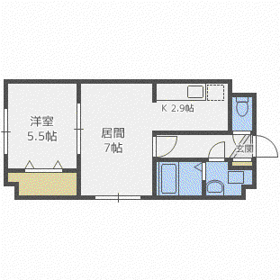 ベルファーレ平岸(1LDK/2階)の間取り写真