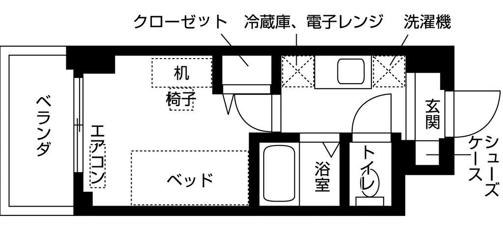 キャンパスヴィレッジ西宮甲東園(ワンルーム/6階)の間取り写真