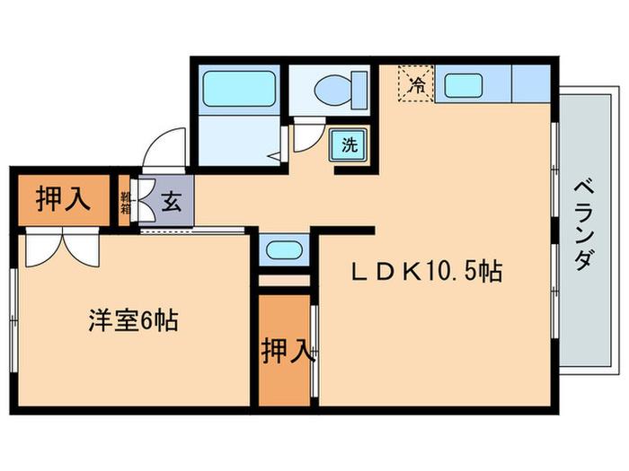 アーバン・ナカザワA棟(1LDK/2階)の間取り写真