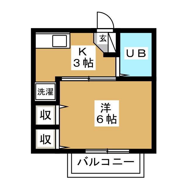山辺ハイツ(1K/2階)の間取り写真