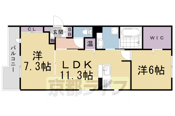 アプローズ・ドムス(2LDK/3階)の間取り写真