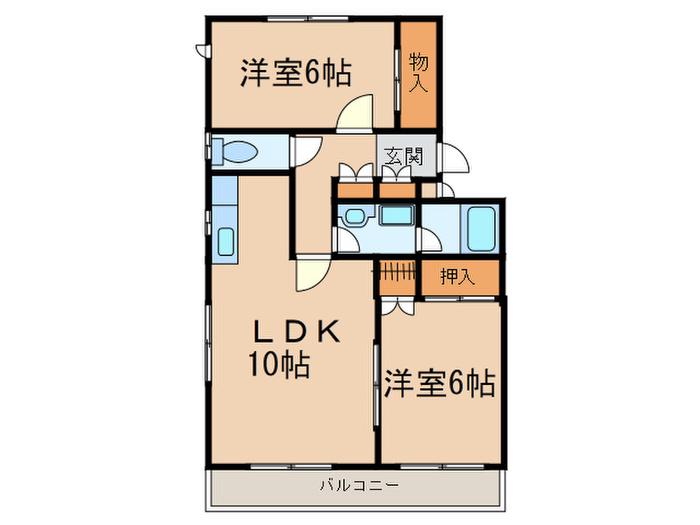 トゥインクル青山A棟(2LDK/2階)の間取り写真