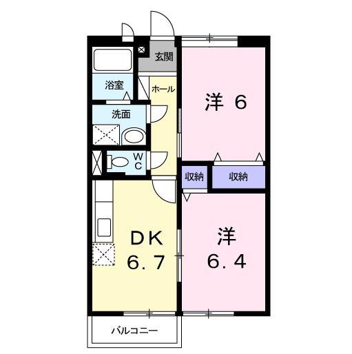 椿山荘(2DK/1階)の間取り写真
