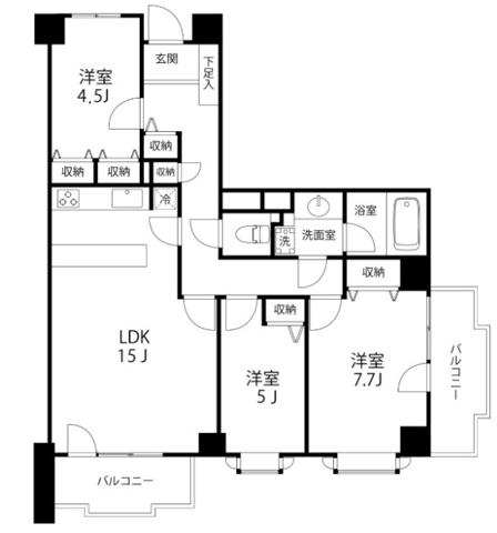 ティーズ ガーデン柏(3LDK/4階)の間取り写真