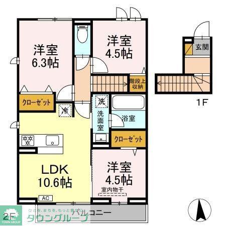 リッシュセゾン E(3LDK/2階)の間取り写真
