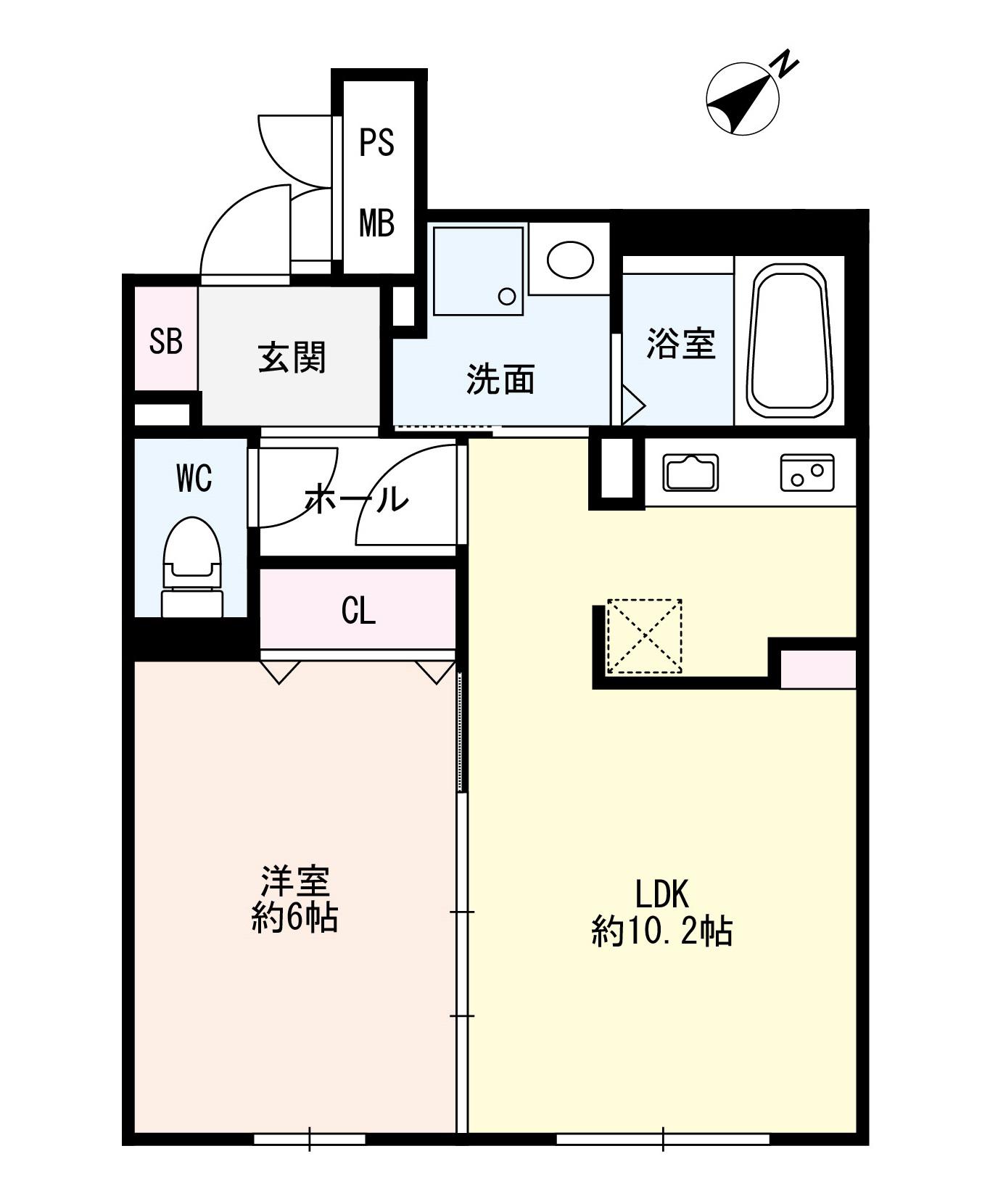 8 3W2 HACHI SAN ウエスト NY(1LDK/2階)の間取り写真