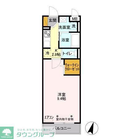 エスポワール八汐(1K/2階)の間取り写真