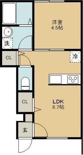 ベルグレイヴィア新居浜中央(1LDK/1階)の間取り写真