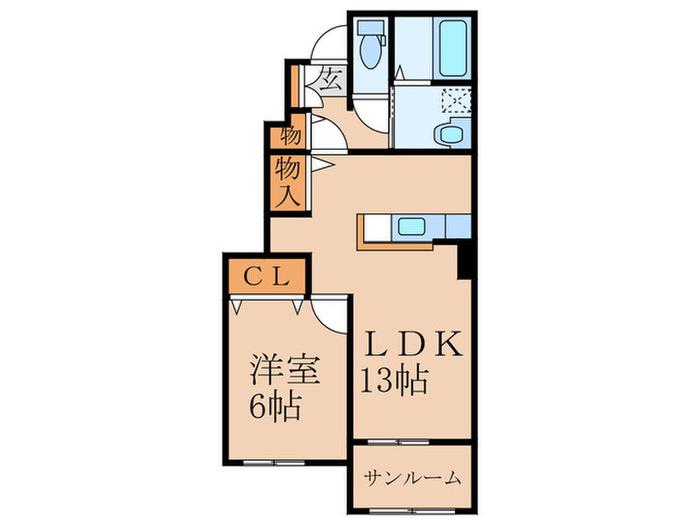 ベルコロレI A(1LDK/1階)の間取り写真