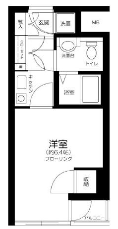メイクスデザイン白金台(1K/1階)の間取り写真