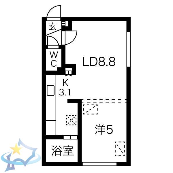 LUNA CRECIENTE KOTONI(1LDK/3階)の間取り写真