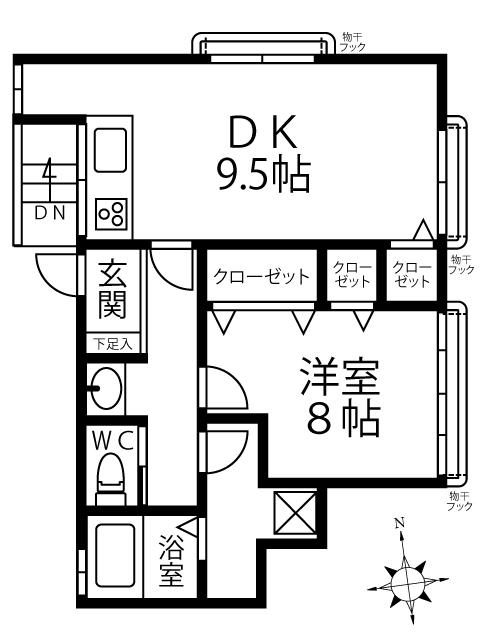大塚ハイム(1DK/2階)の間取り写真