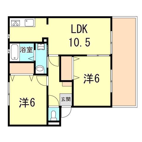 ガーデンハイツ(2LDK/2階)の間取り写真