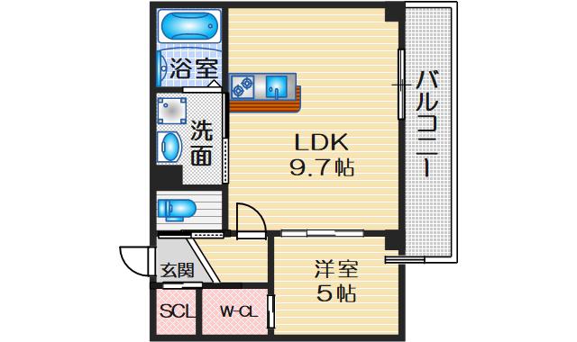 SCALA TOYOTSU(1LDK/2階)の間取り写真