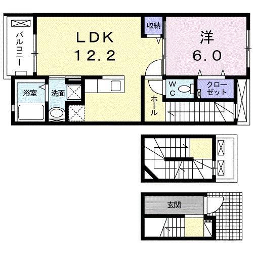 メイプル(1LDK/3階)の間取り写真