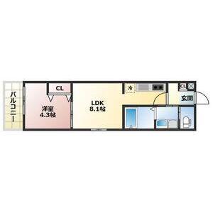 ALEGRIA高速長田(1LDK/2階)の間取り写真
