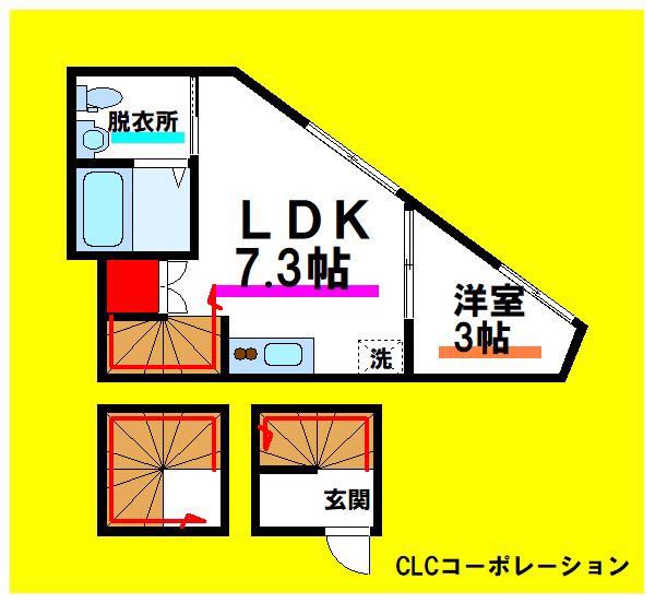 ALLEY HAUS(1LDK/3階)の間取り写真