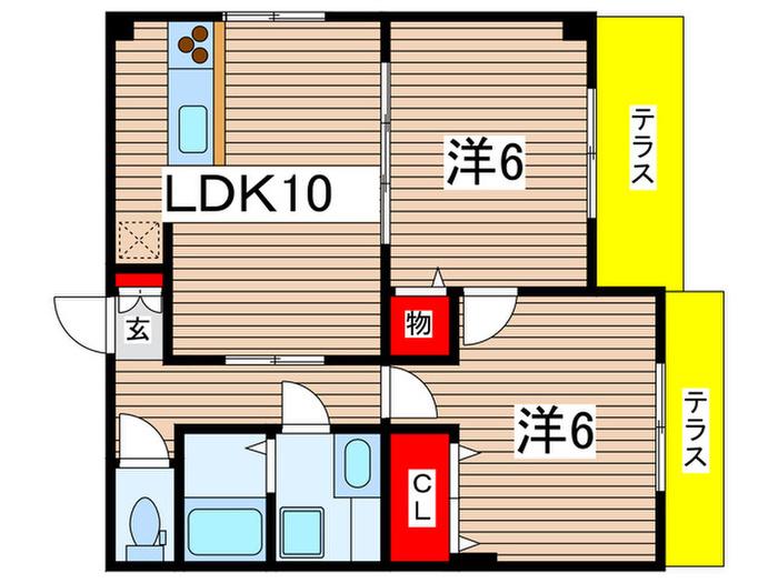 千葉イーストセブン(2LDK/1階)の間取り写真