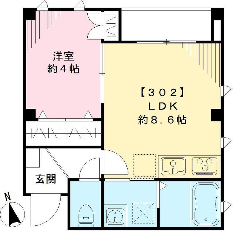 NOVEL OGIKUBO A ーノベルオギクボー(1LDK/3階)の間取り写真