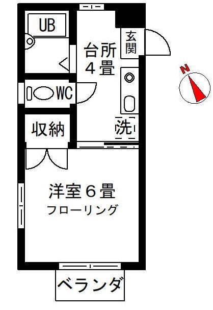 コーン・フラット(1K/2階)の間取り写真