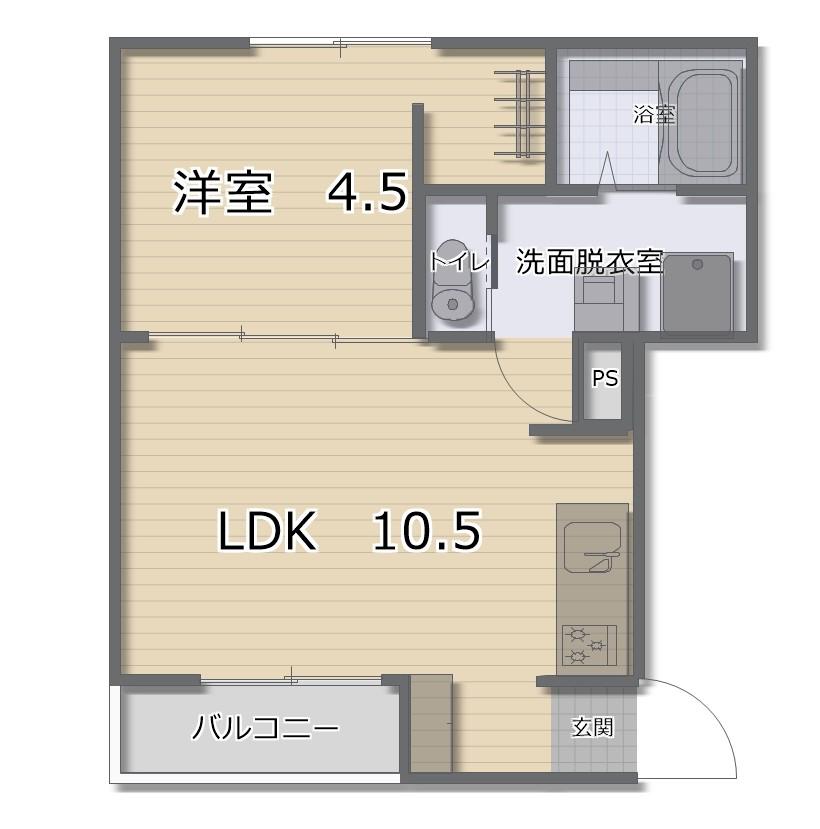RUHE梅田(1LDK/2階)の間取り写真