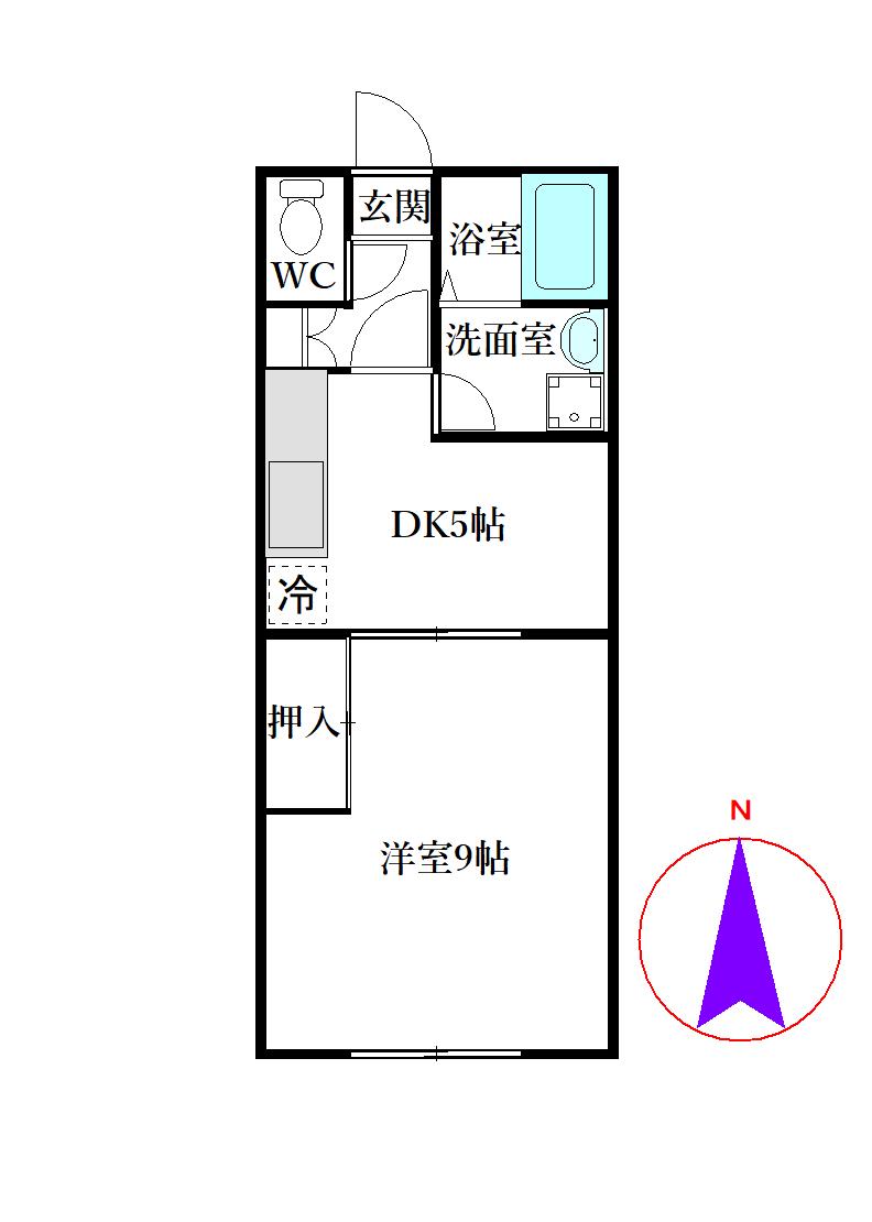 エイペックスII(1DK/1階)の間取り写真
