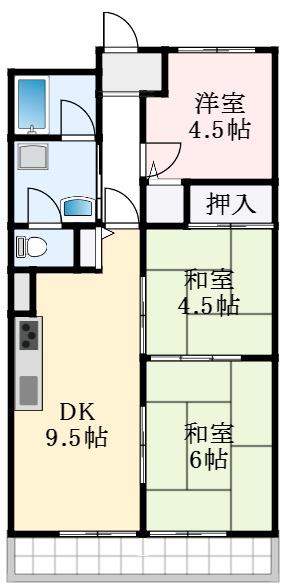 狭山ハウス1棟(3LDK/6階)の間取り写真