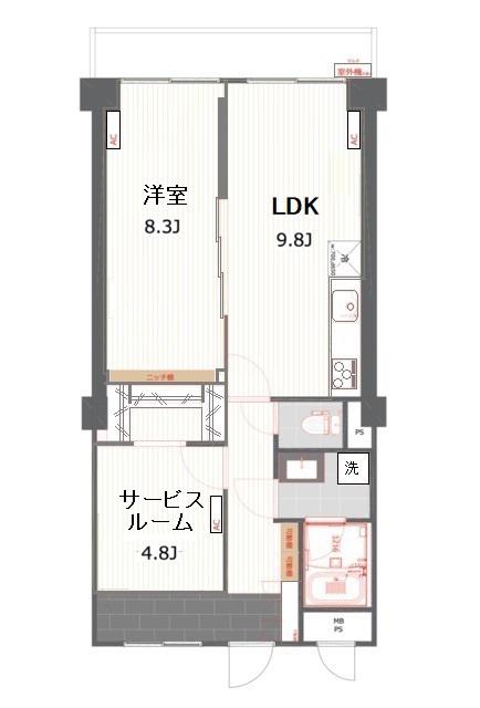 メゾンサンシャイン(1SLDK/8階)の間取り写真