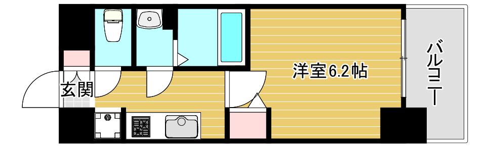 プレサンス大国町ブライス(1K/2階)の間取り写真
