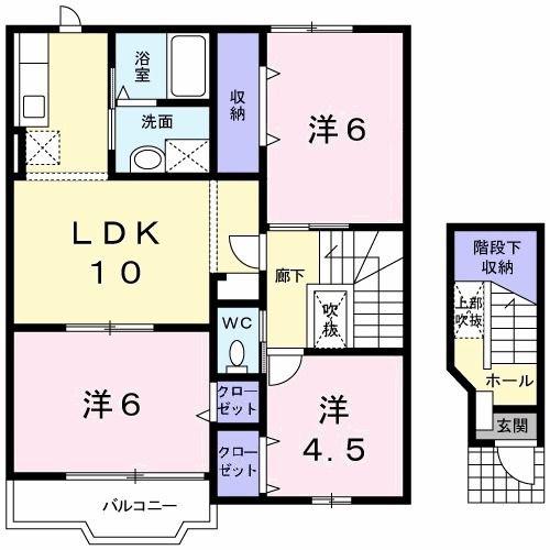 フィオーレB(3LDK/2階)の間取り写真