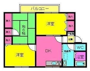 ガイア―ヒルズI(3DK/2階)の間取り写真