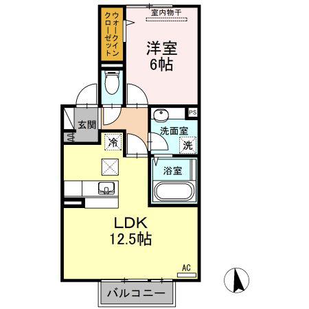 プレミアム参番館(1LDK/1階)の間取り写真