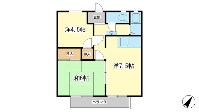 Mハイツ(2DK/2階)の間取り写真
