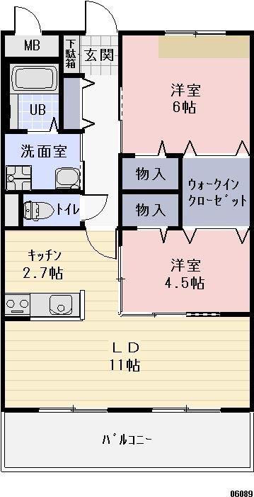 CHARMANT MUKAIYAMA(2LDK/2階)の間取り写真