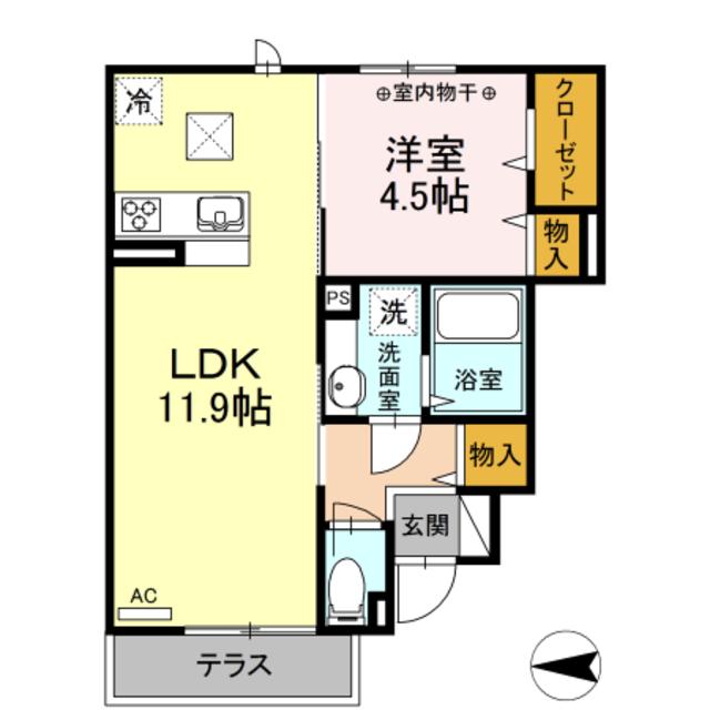 メゾン・クレール(1LDK/1階)の間取り写真