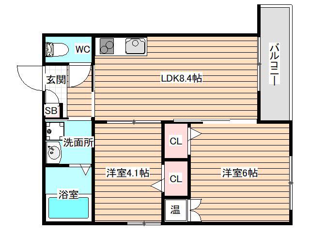 サンドバーチブネ(2LDK/3階)の間取り写真