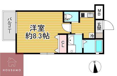 ワコーレヴィータ江坂ウエスト(1K/2階)の間取り写真