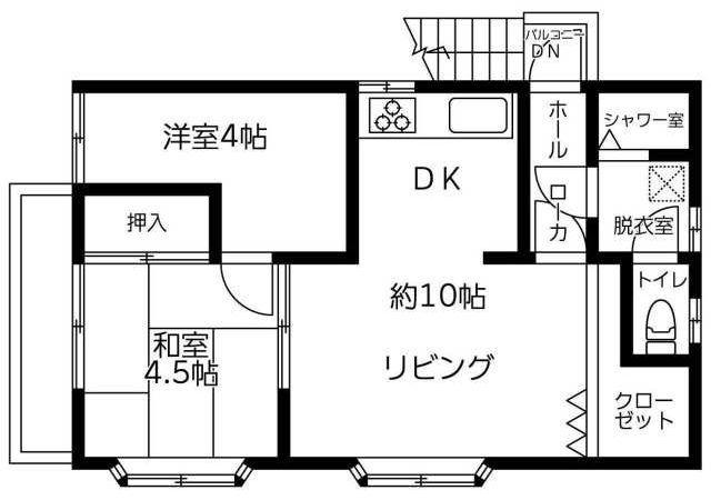 山田アパート(2LDK/2階)の間取り写真