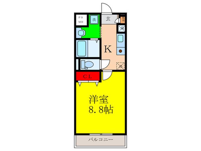 SUNWOODCOURT(1K/5階)の間取り写真