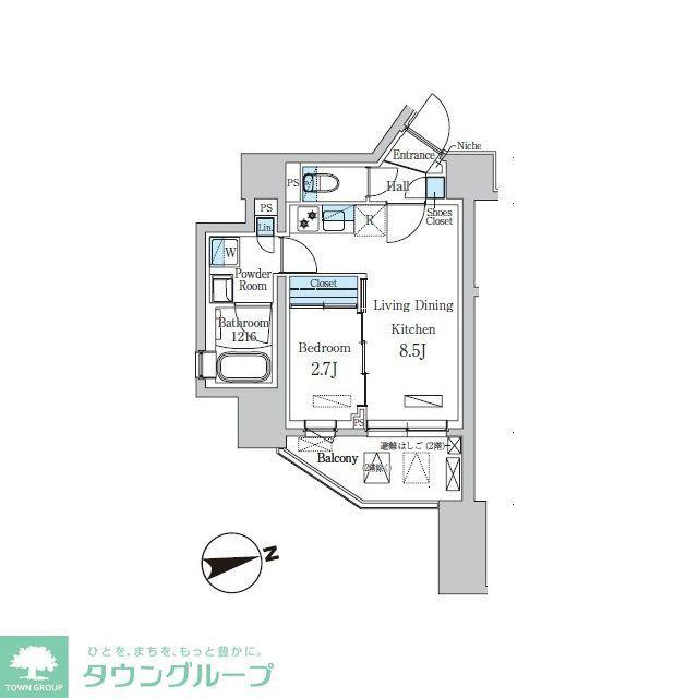 デュオフラッツ池尻大橋ノリス(1LDK/12階)の間取り写真
