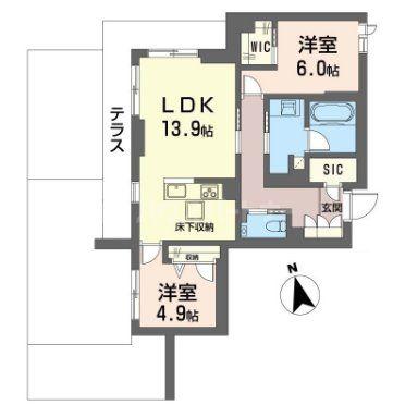 クレスティーク(2LDK/1階)の間取り写真